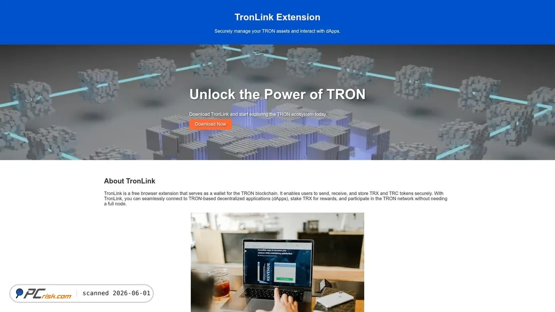 Screenshot of tronlink-extension.github.io