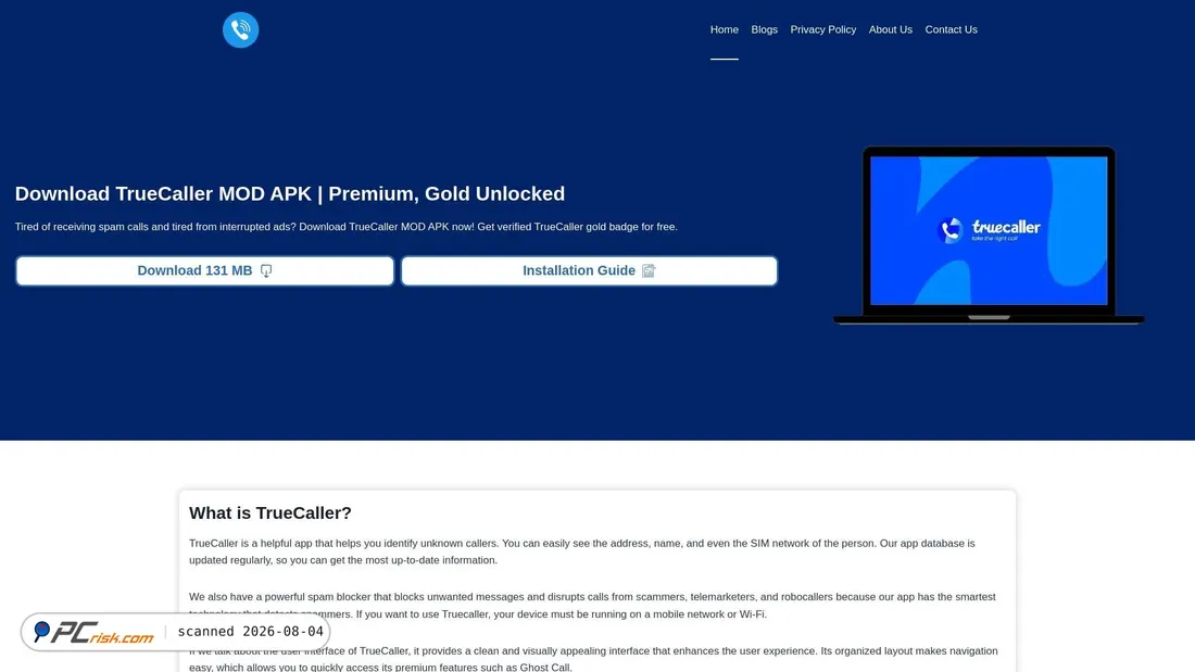 Screenshot of truecallarapk.com