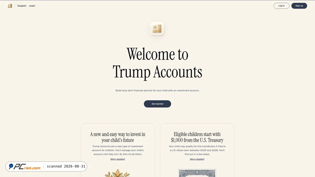 Screenshot von trumpaccount.com