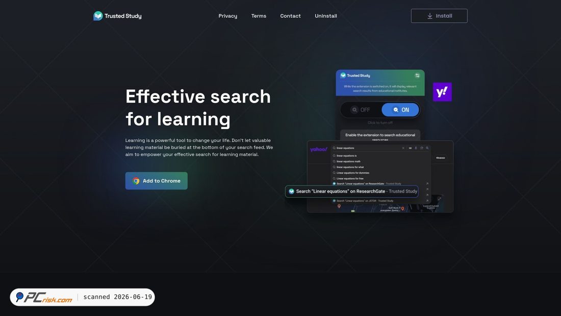 Screenshot von trustedstudysearch.com