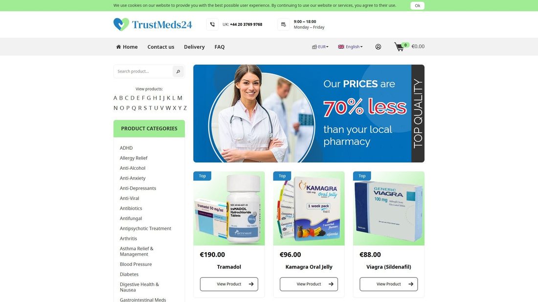 Screenshot von trustmeds24.com