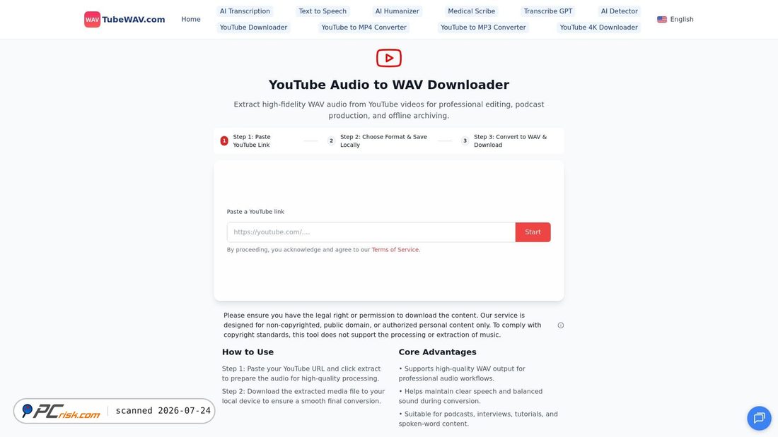 Screenshot of tubewav.com