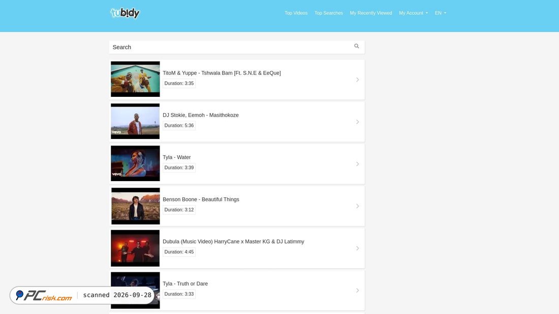 Screenshot di tubidy.buzz