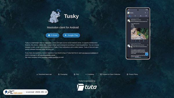 Capture d’écran de tusky.app