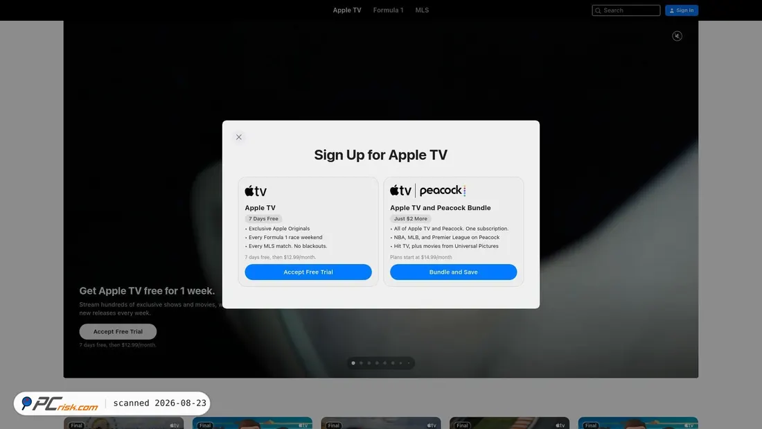 Screenshot of tv.apple.com