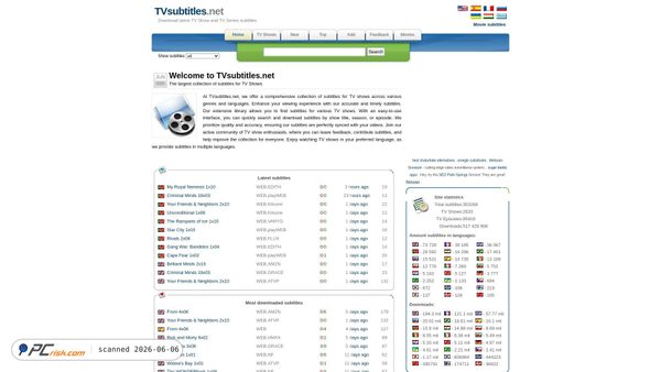 tvsubtitles.net screenshot