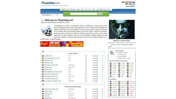 tvsubtitles.net screenshot