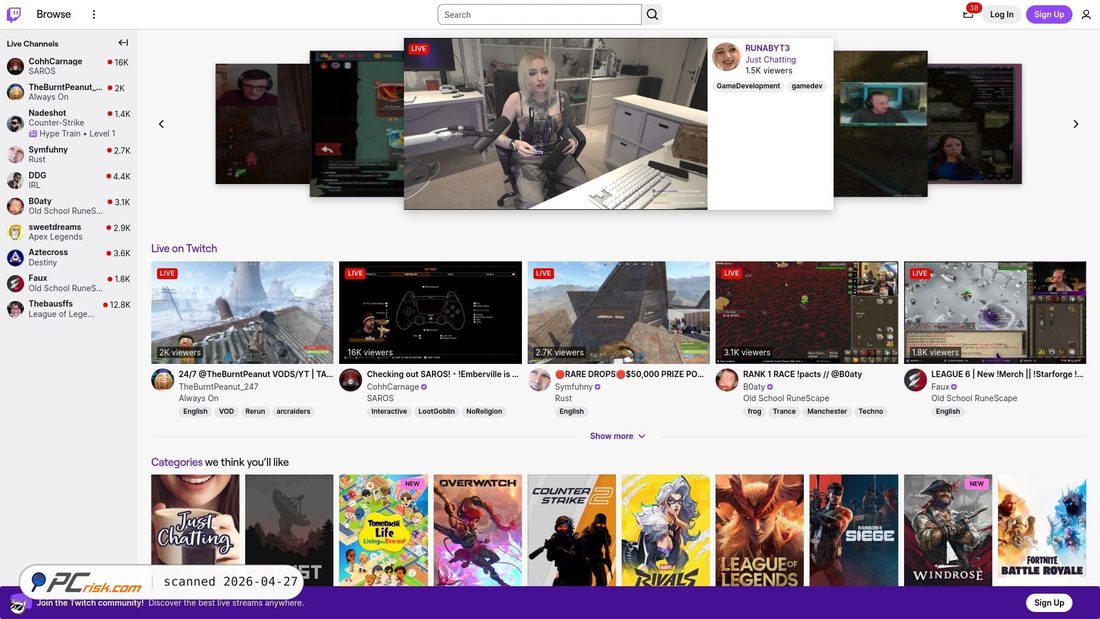 Screenshot von twitch.tv