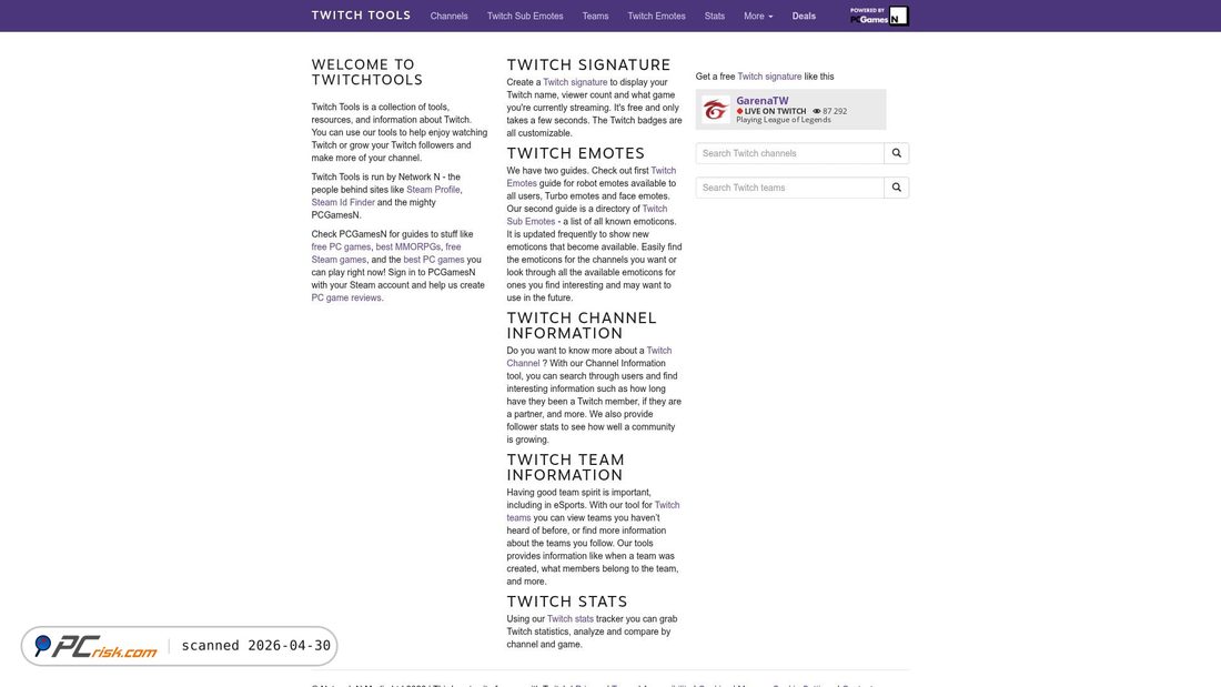 Screenshot von twitchtools.com