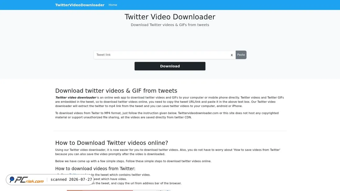Screenshot of twittervideodownloader.com