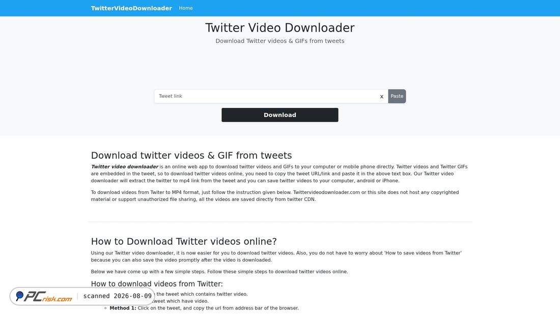 Screenshot von twittervideodownloader.com