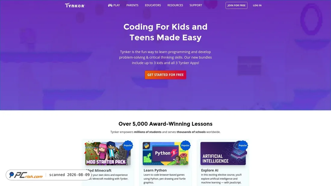 Screenshot of tynker.com