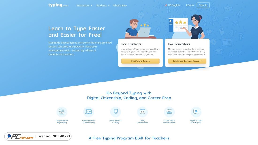Screenshot di typing.com