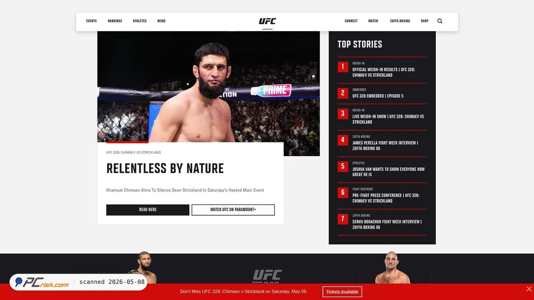 Screenshot von ufc.com