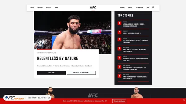 ufc.com screenshot
