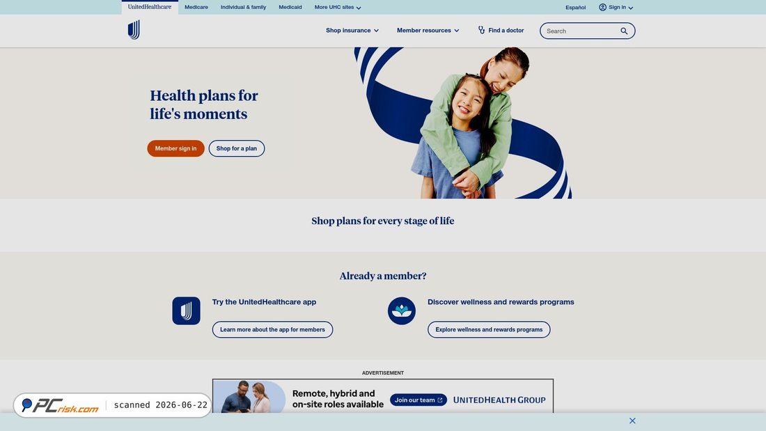 Screenshot of uhc.com