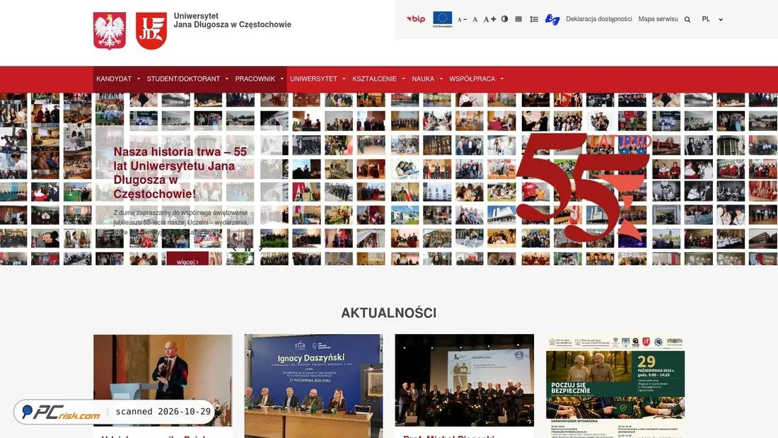 Screenshot von ujd.edu.pl