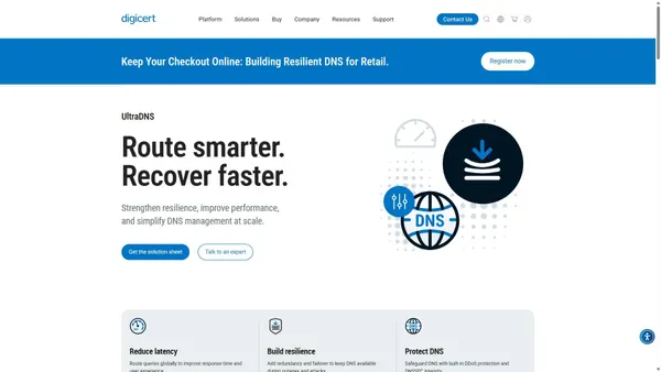 Captura de ecrã de ultradns.com