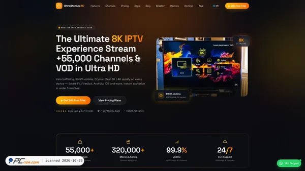 Capture d’écran de ultrastream8k.com