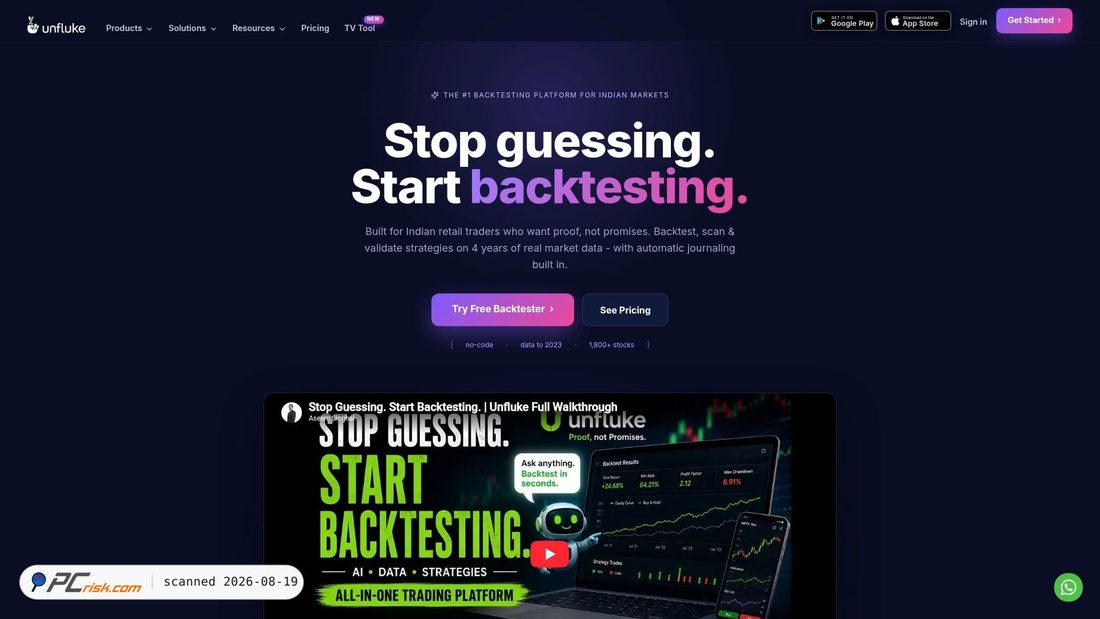 Screenshot of unfluke.in