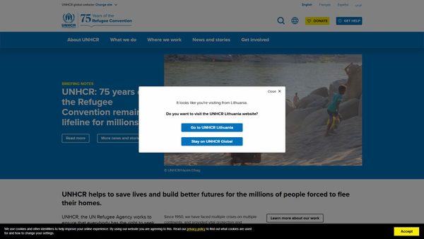 unhcr.org screenshot