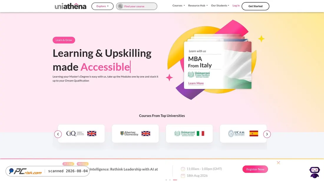 Screenshot of uniathena.com