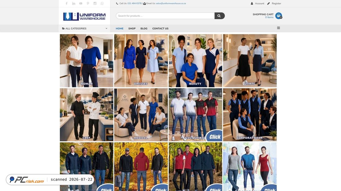 Screenshot of uniformwarehouse.co.za