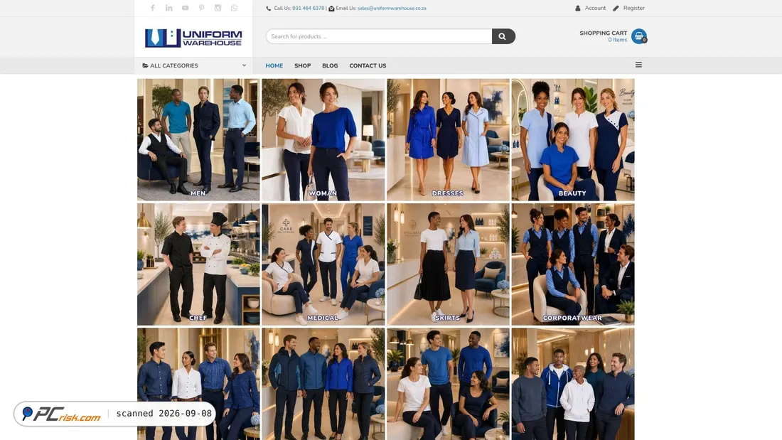 Screenshot von uniformwarehouse.co.za