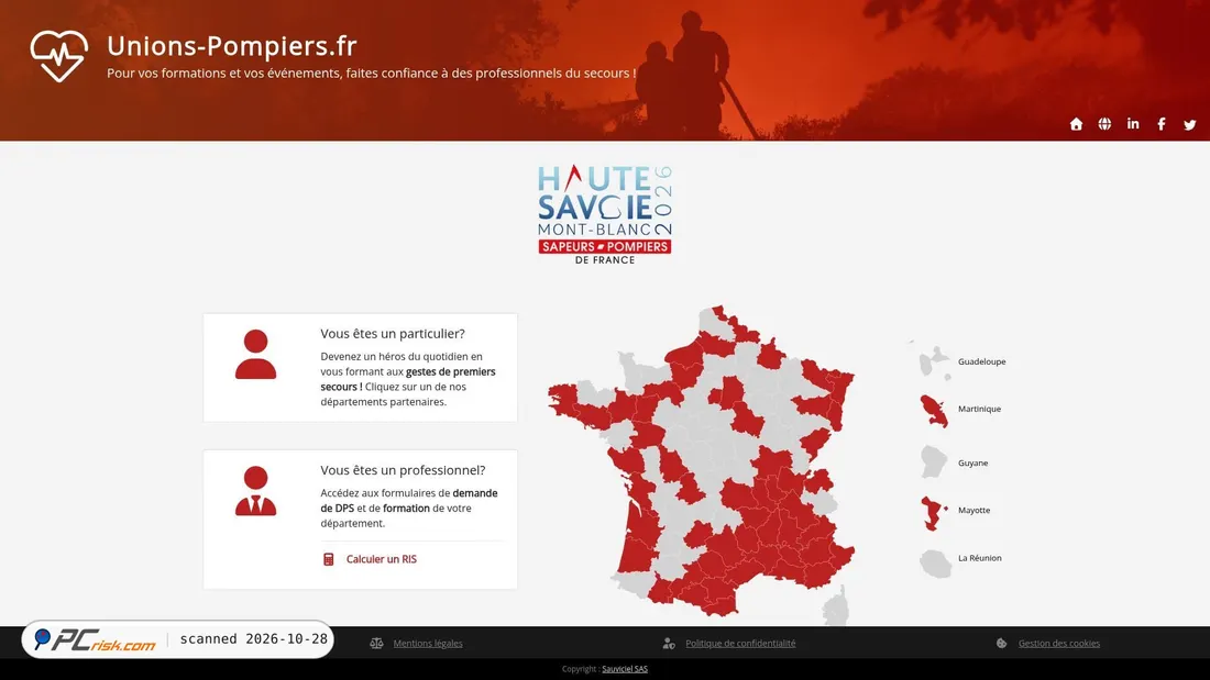 Screenshot of unions-pompiers.fr