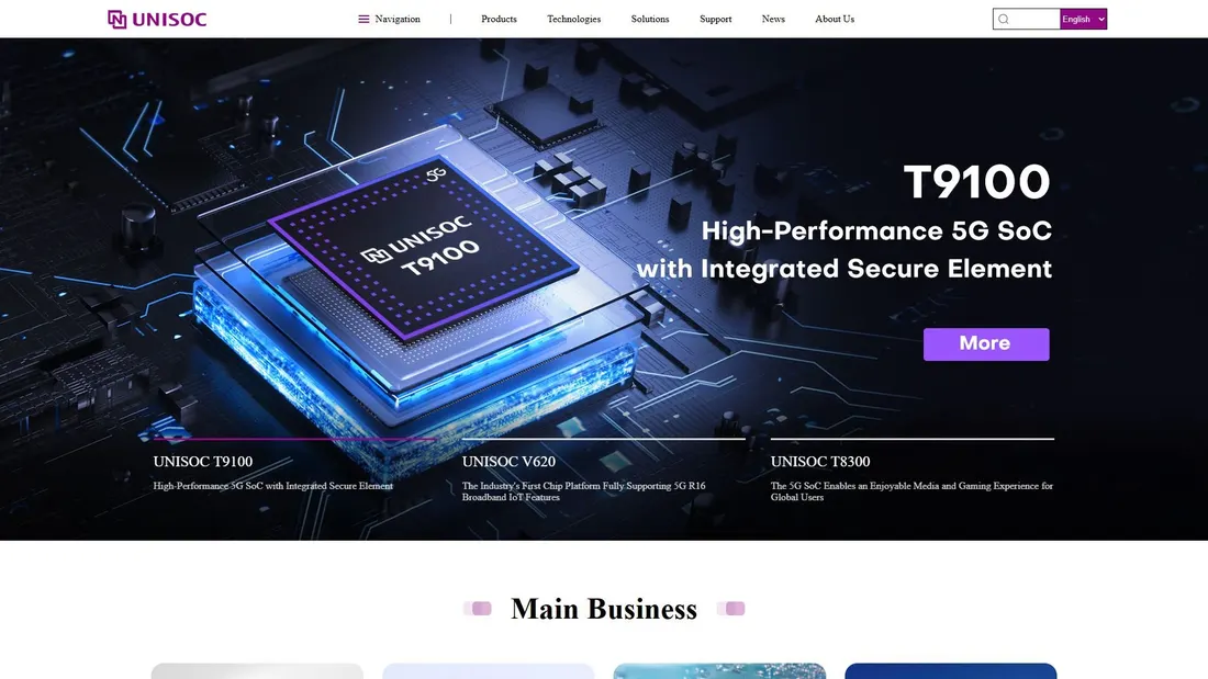 Screenshot di unisoc.com
