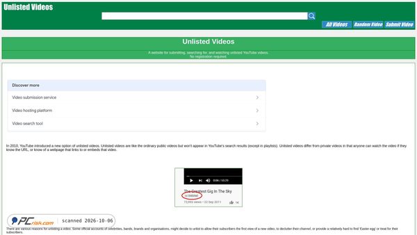 Screenshot van unlistedvideos.com