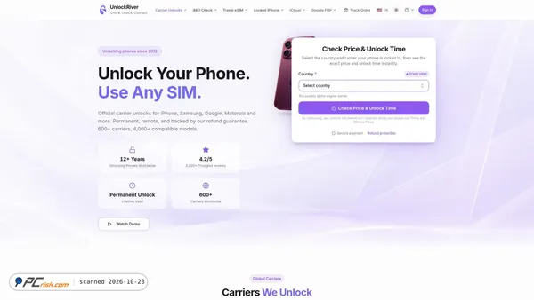 Captura de unlockriver.com