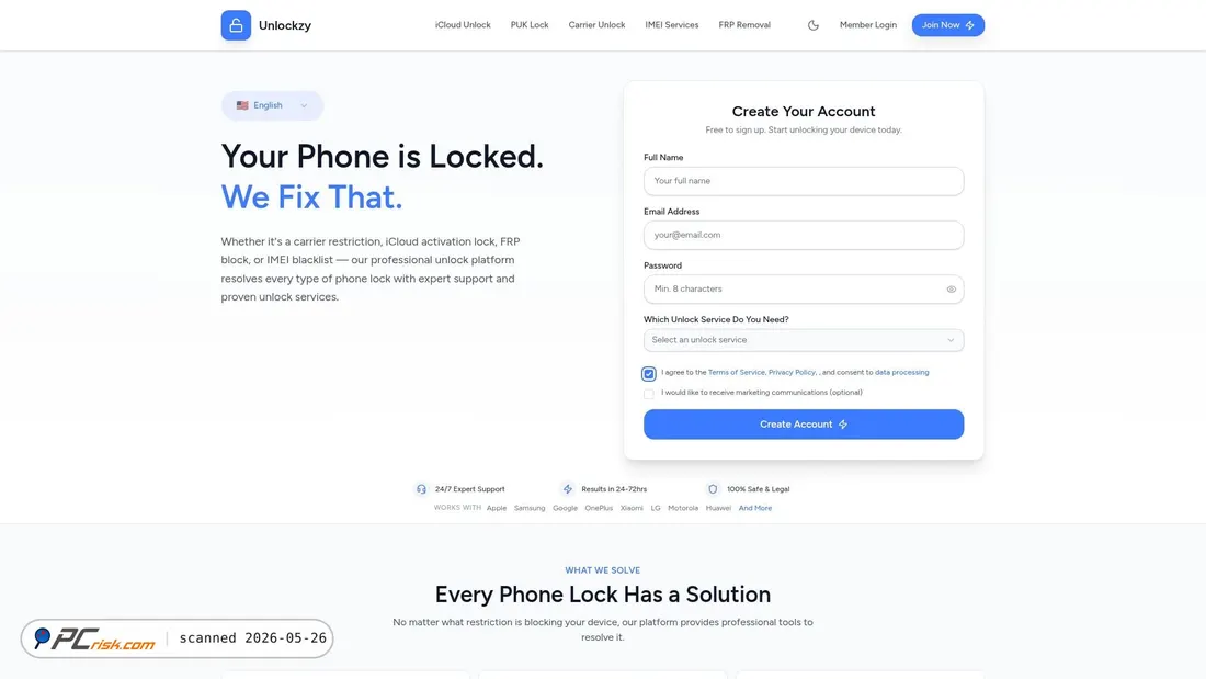 Screenshot of unlockzy.com