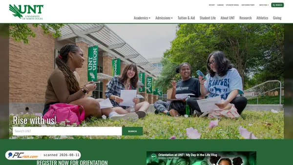 unt.edu screenshot