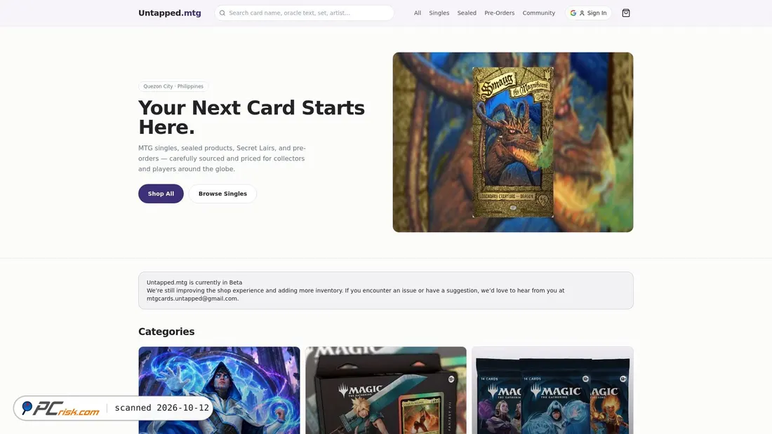 Captura de ecrã de untapped-tcg.com