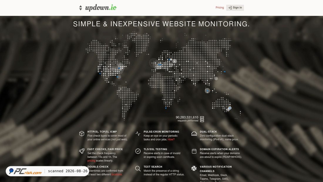 Screenshot of updown.io