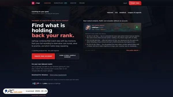 Screenshot di upforge.gg