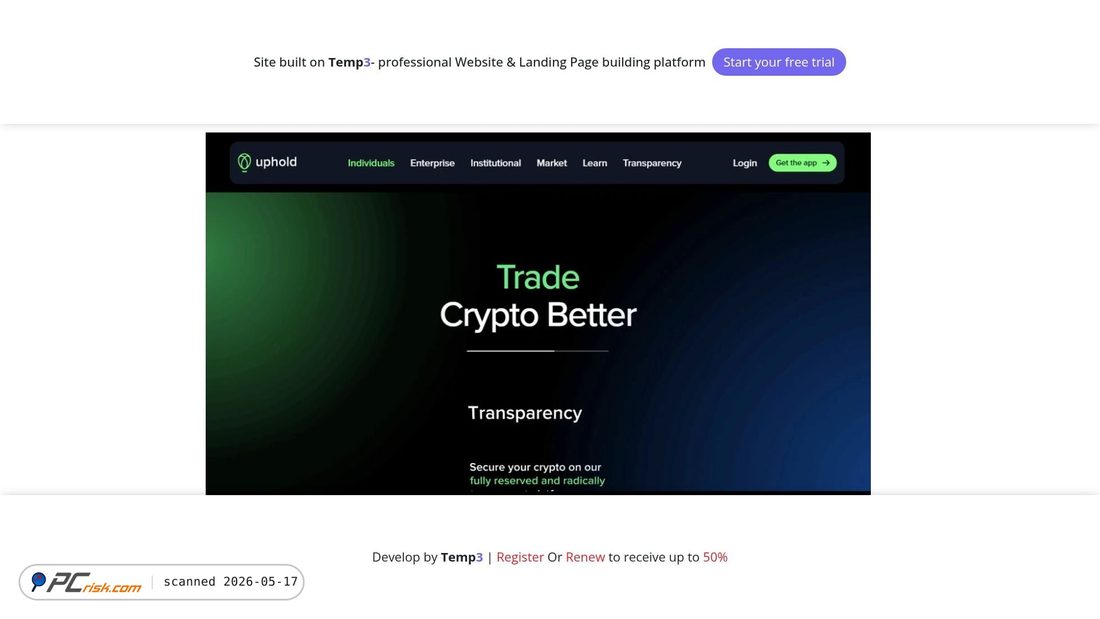 Screenshot van uphoold-secure.tem3.io
