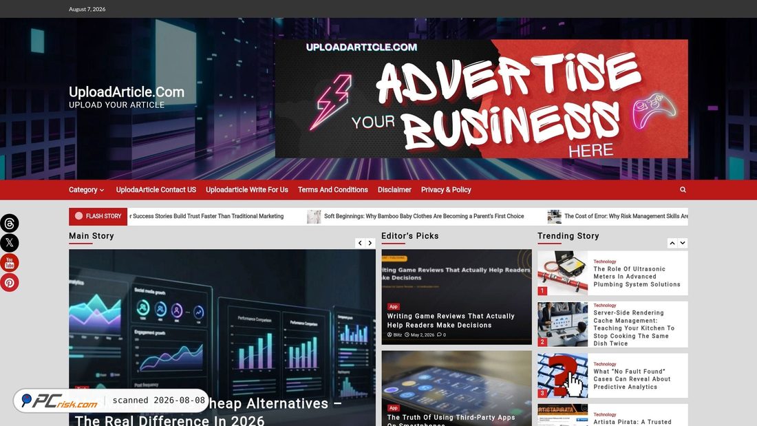 Screenshot of uploadarticle.com