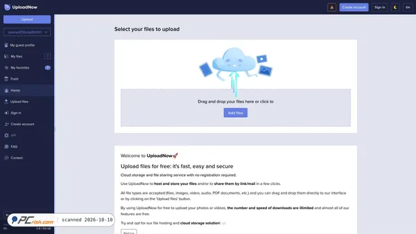 Screenshot di uploadnow.io