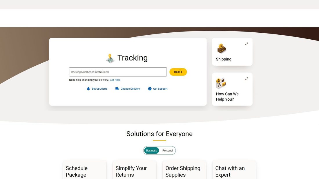 Screenshot von ups.com