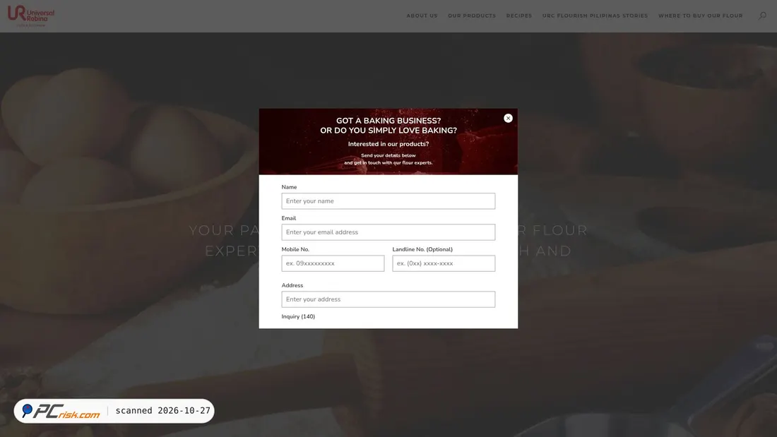 Screenshot of urcflour.com