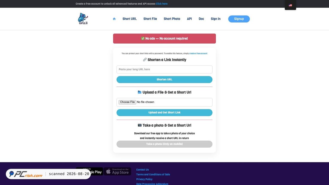 Screenshot of urlz.li