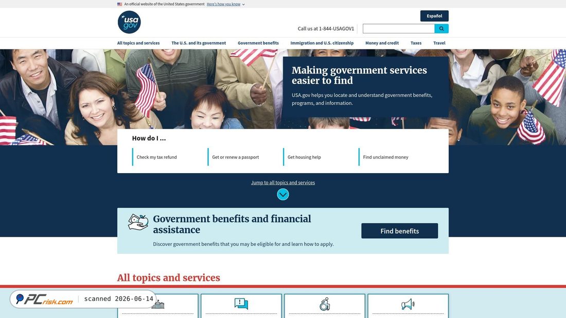 Screenshot of usa.gov