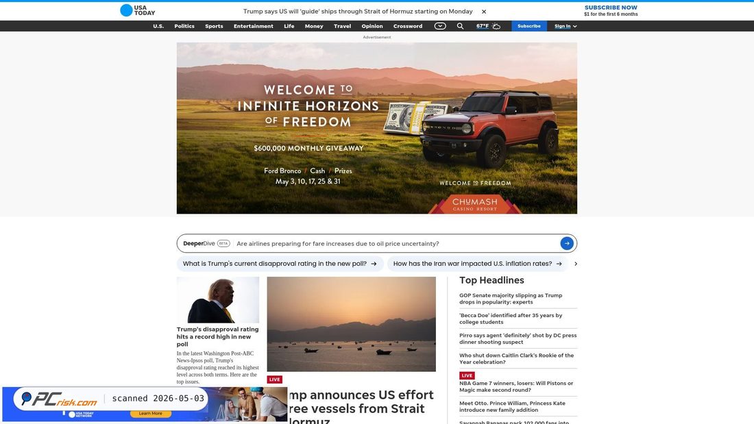 Screenshot von usatoday.com