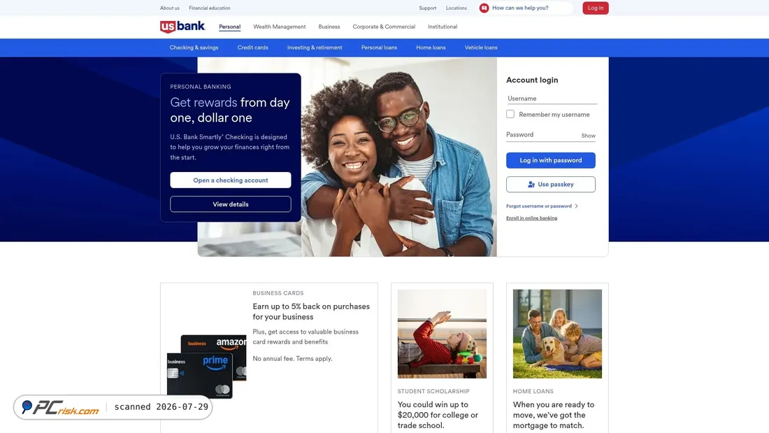 Screenshot of usbank.com