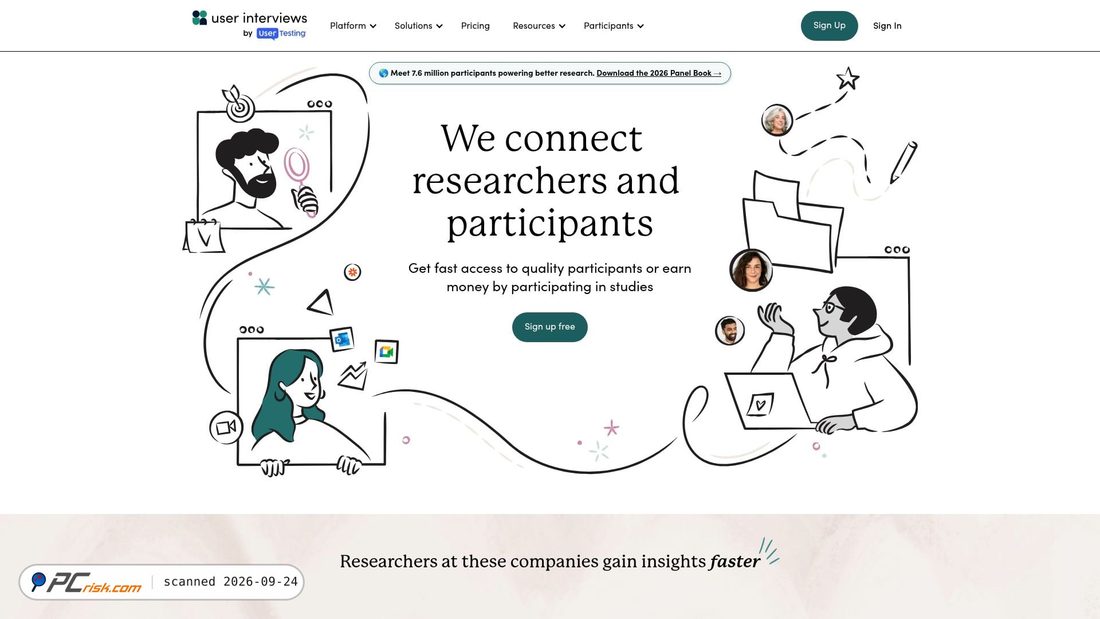 Captura de ecrã de userinterviews.com