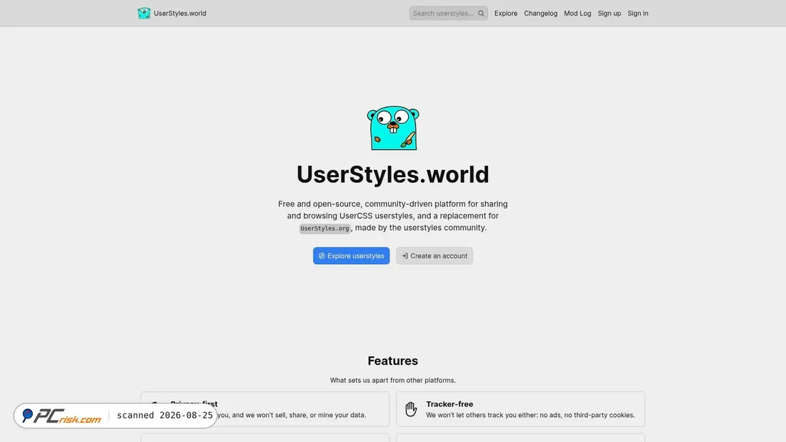 Screenshot of userstyles.world