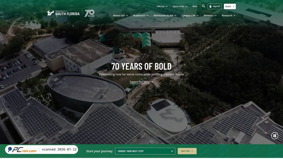 Screenshot of usf.edu