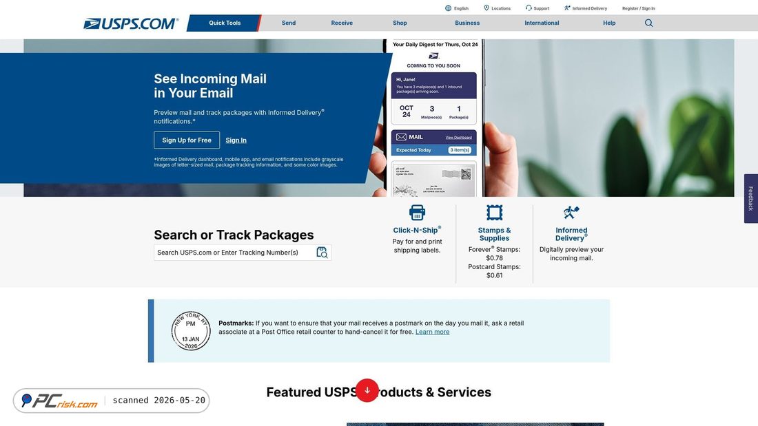 Zrzut ekranu usps.com